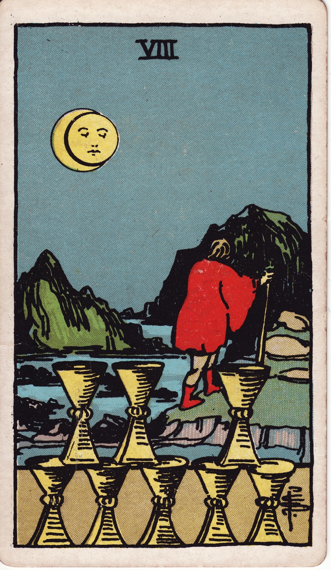 Eight of Cups tarot card, Rider–Waite–Smith deck