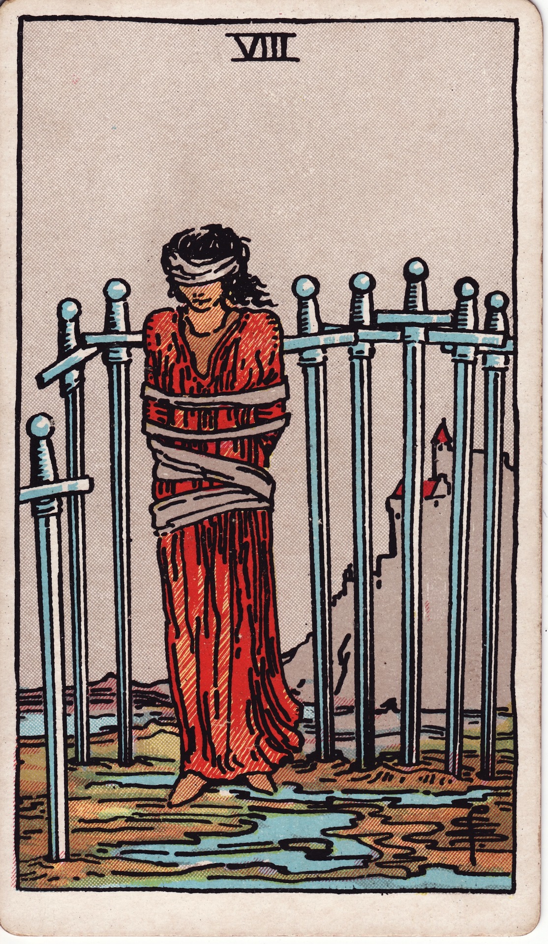 Eight of Swords tarot card, Rider–Waite–Smith deck
