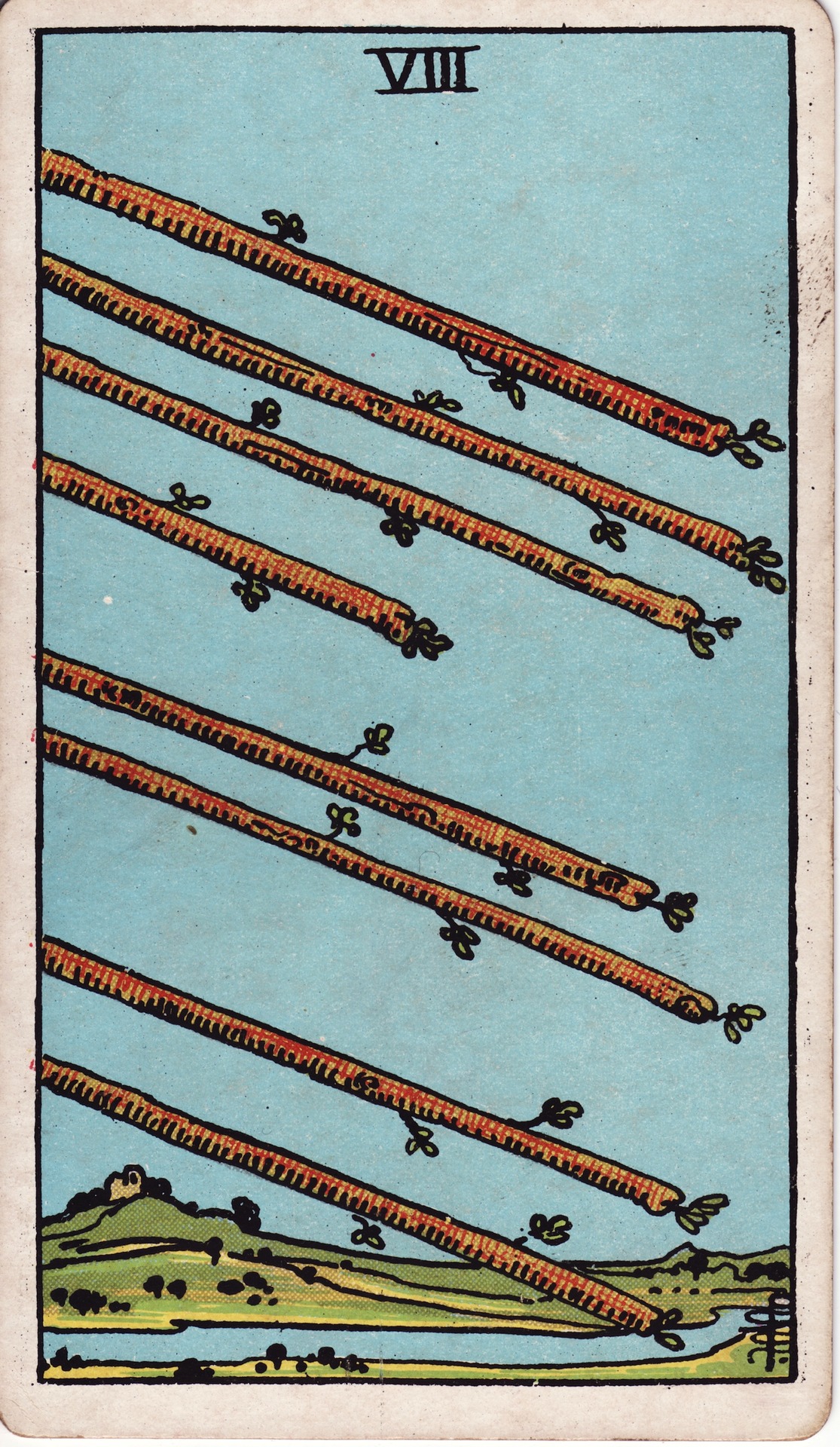 Eight of Wands tarot card, Rider–Waite–Smith deck