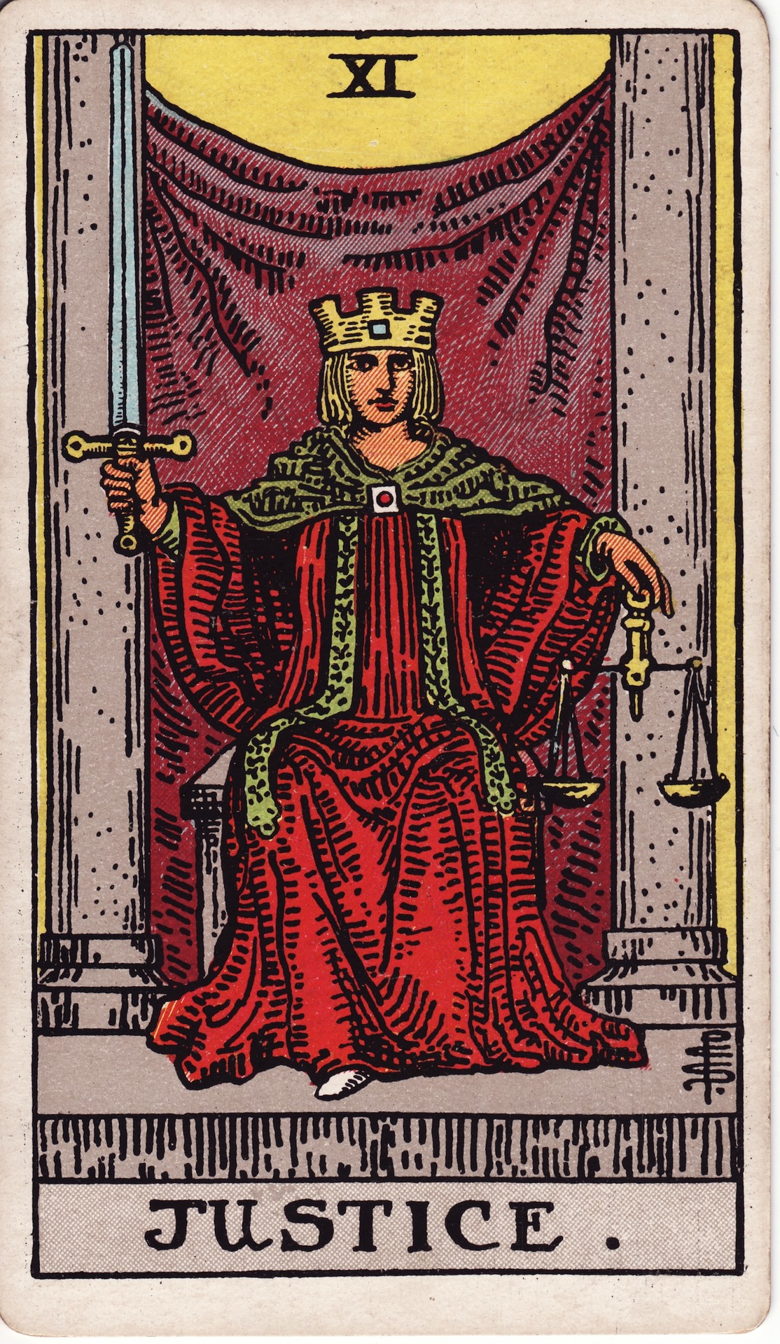 Justice tarot card, Rider–Waite–Smith deck