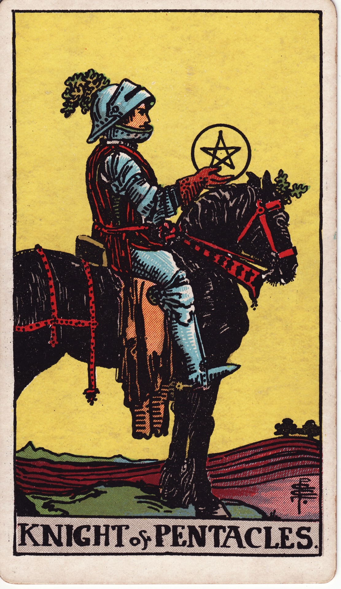 Knight of Pentacles tarot card, Rider–Waite–Smith deck