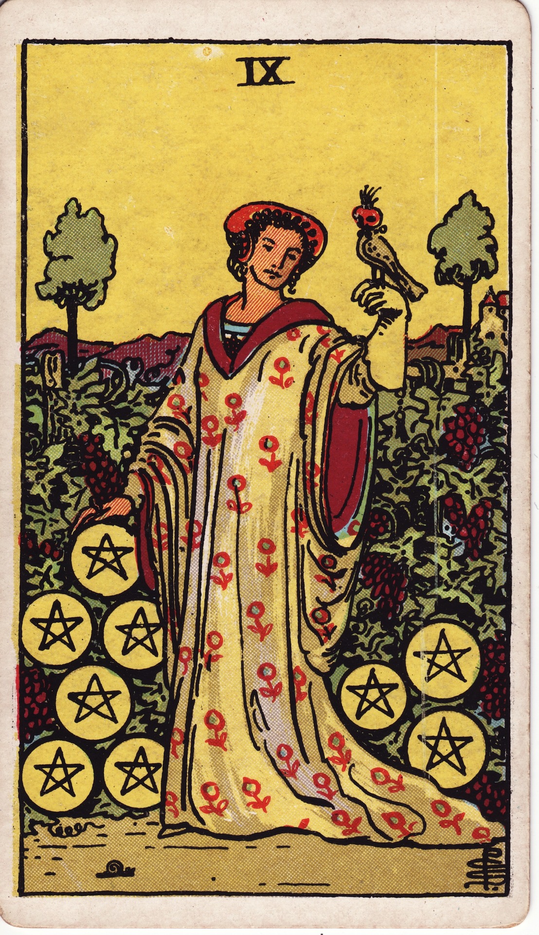 Nine of Pentacles tarot card, Rider–Waite–Smith deck