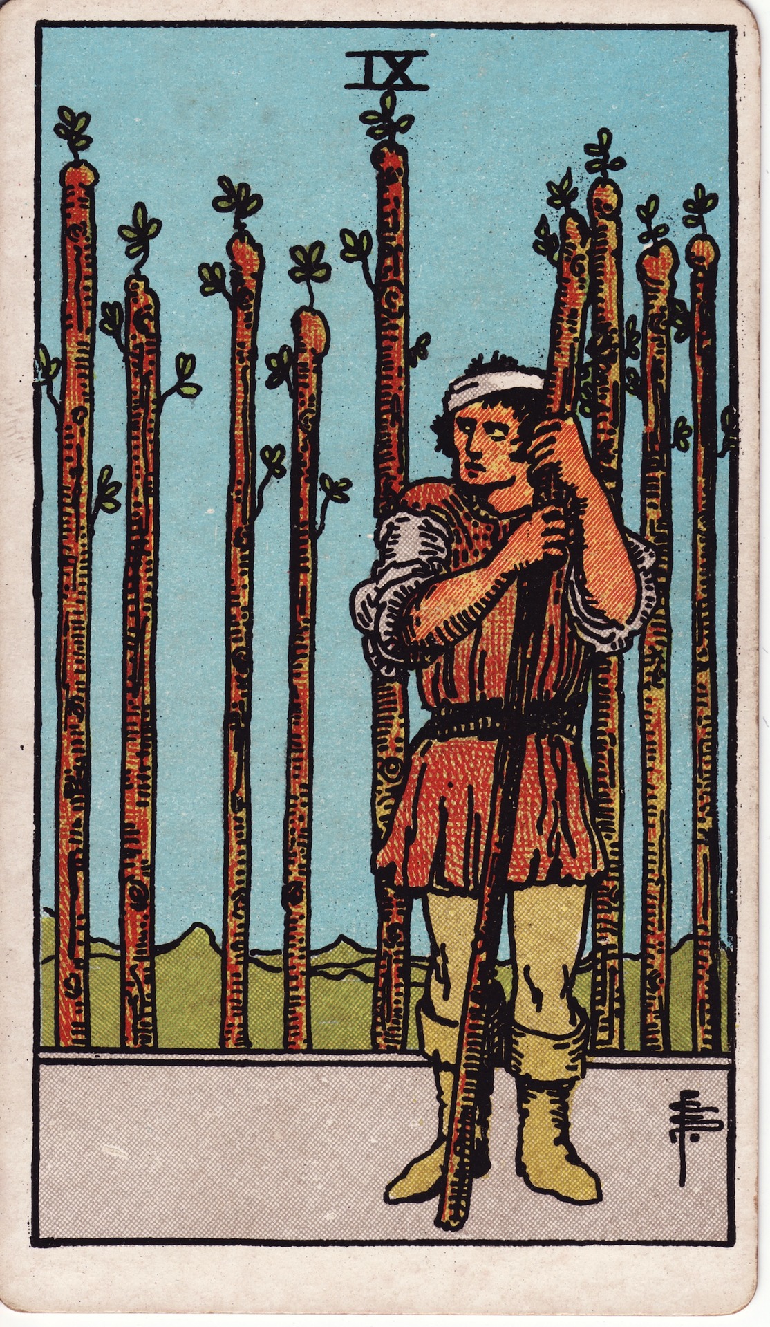 Nine of Wands tarot card, Rider–Waite–Smith deck