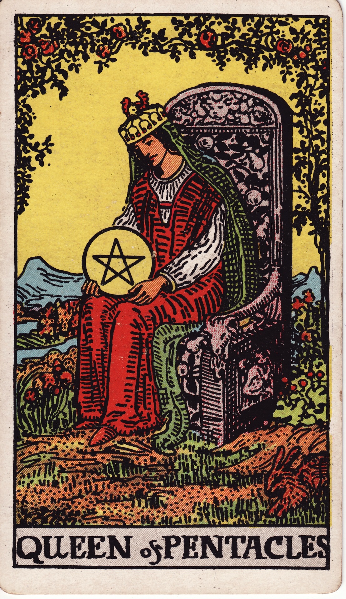 Queen of Pentacles tarot card, Rider–Waite–Smith deck