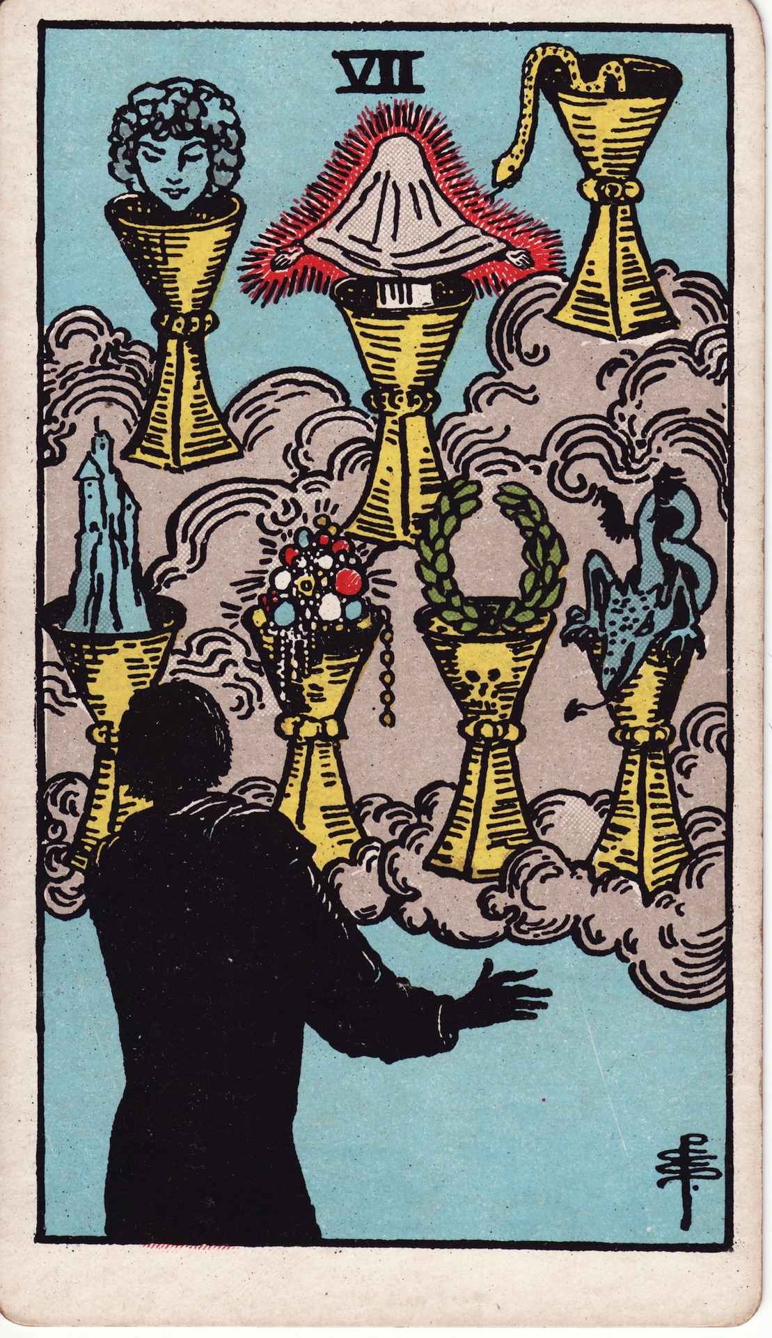 Seven of Cups tarot card, Rider–Waite–Smith deck