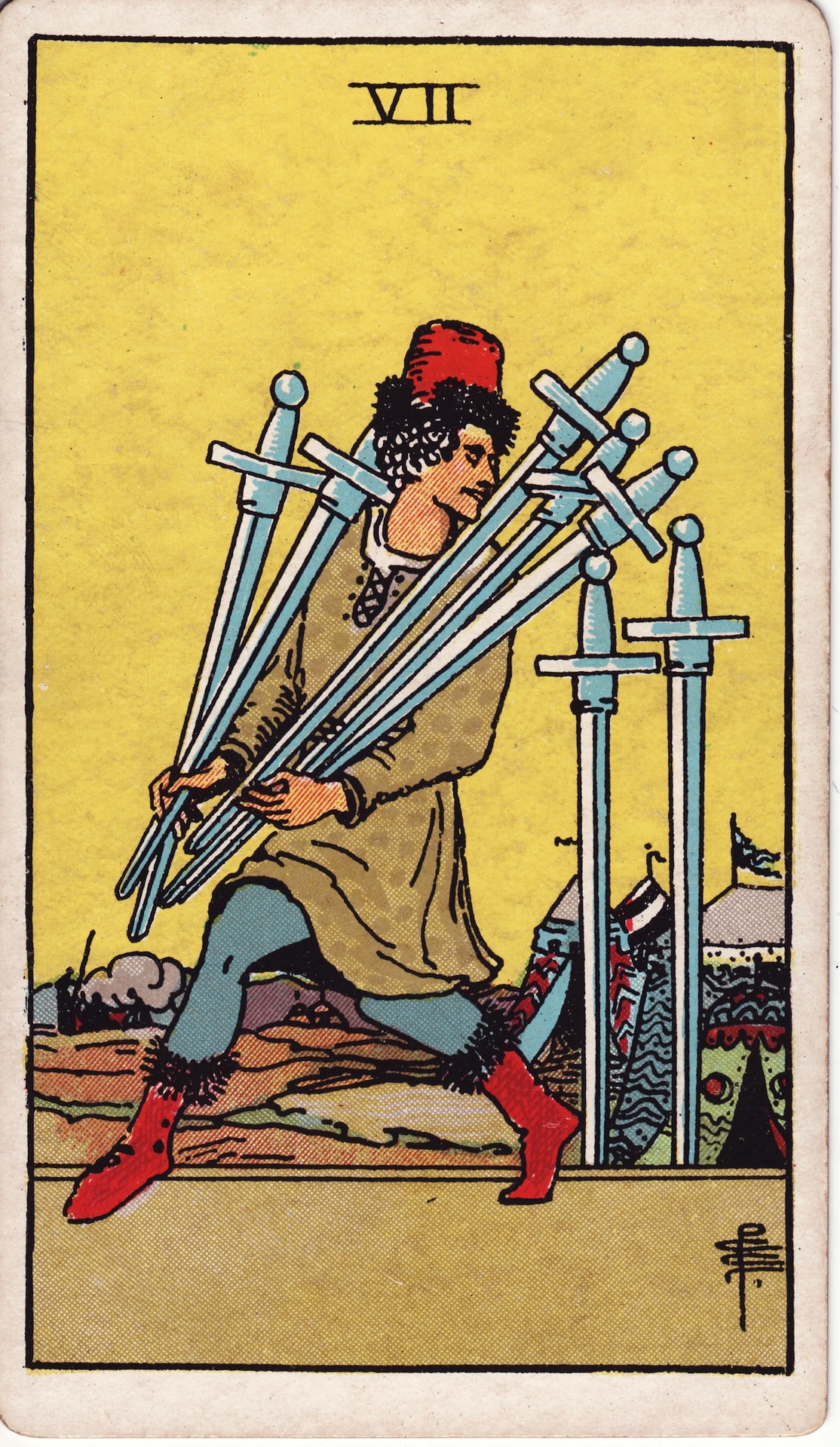 Seven of Swords tarot card, Rider–Waite–Smith deck
