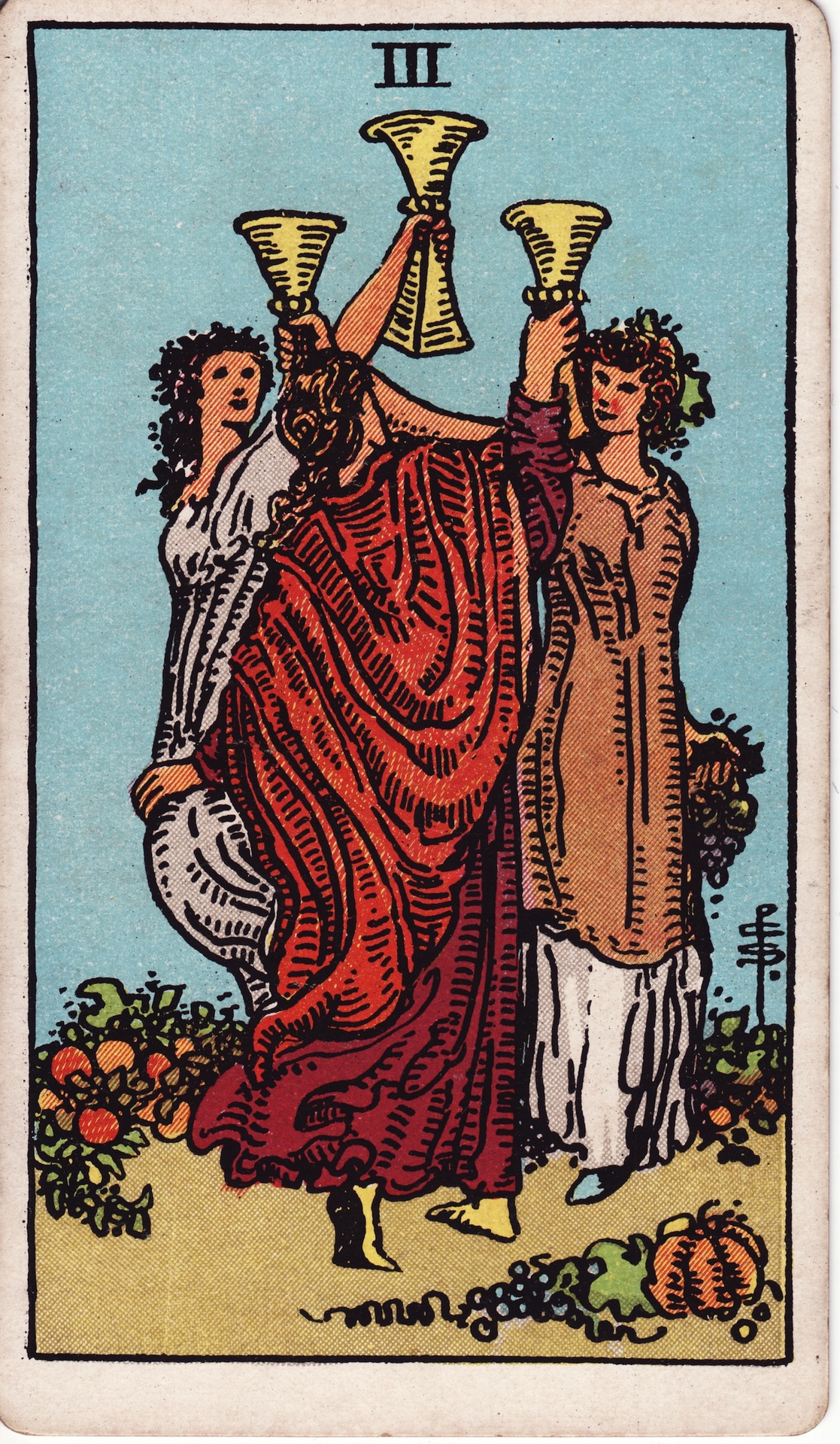 Three of Cups tarot card, Rider–Waite–Smith deck