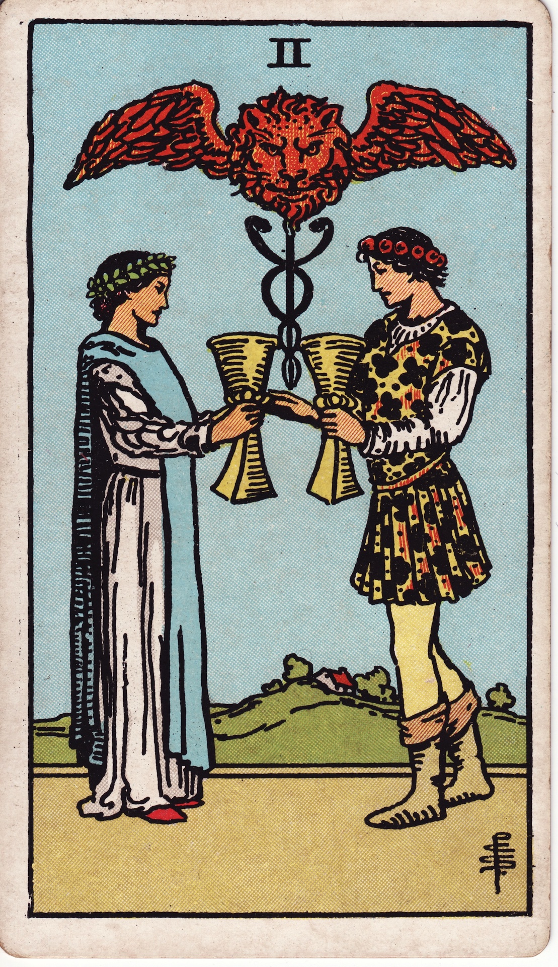 Two of Cups tarot card, Rider–Waite–Smith deck