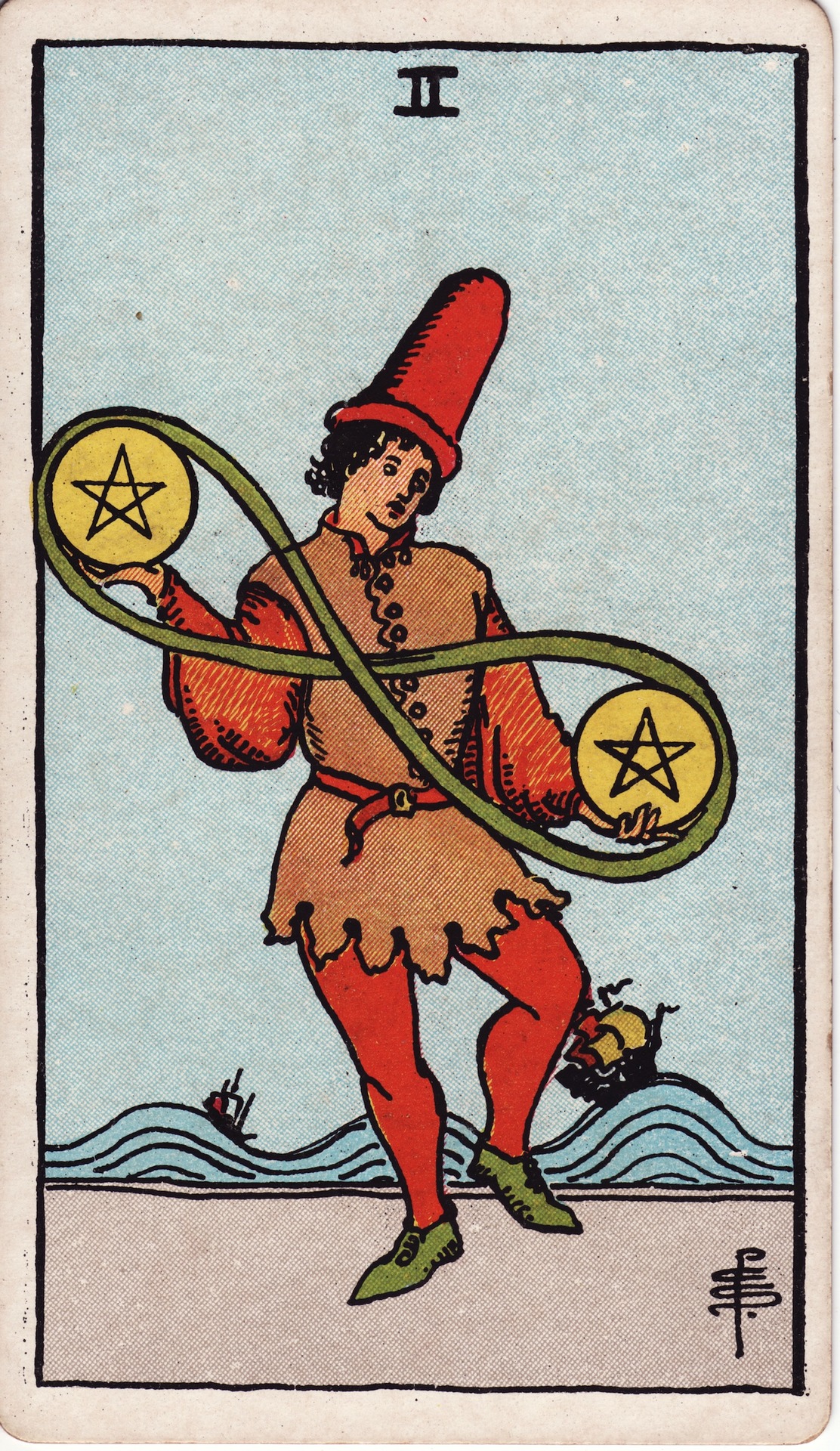 Two of Pentacles tarot card, Rider–Waite–Smith deck