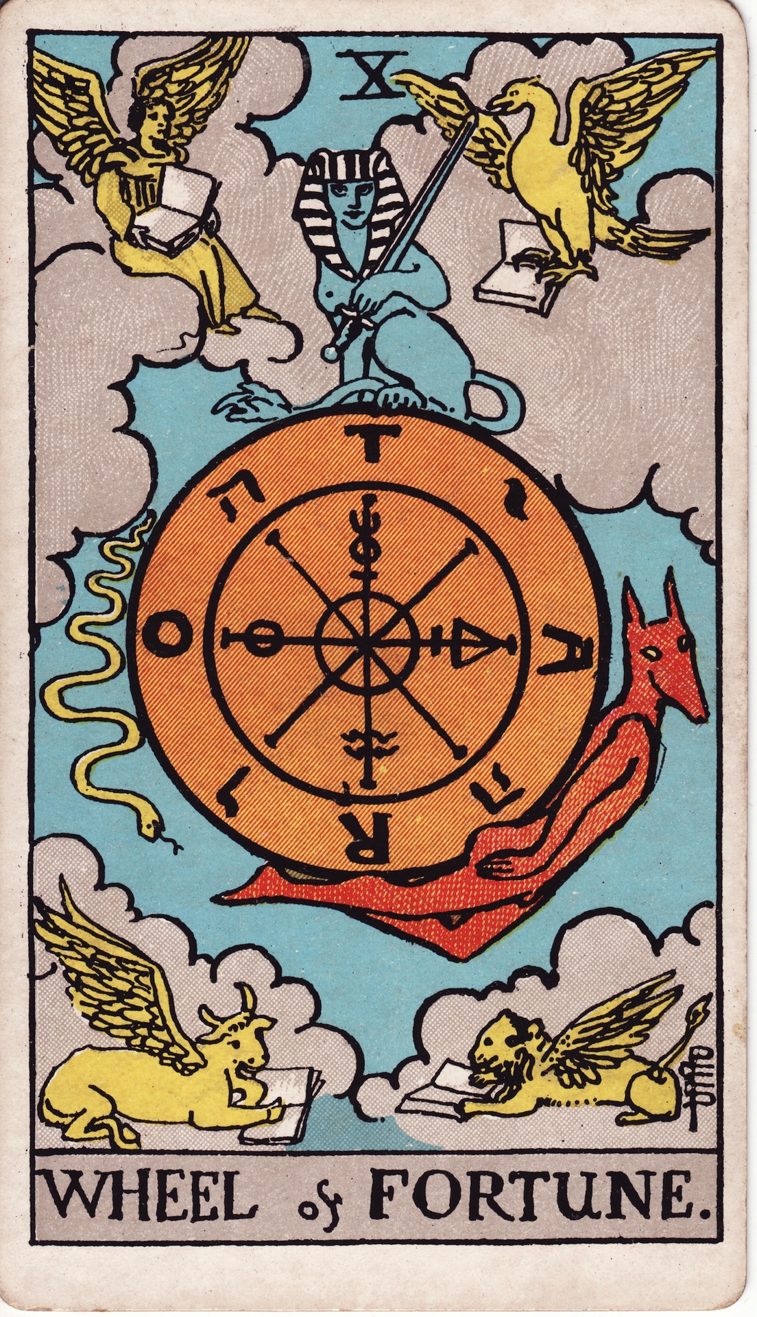 Wheel of Fortune tarot card, Rider–Waite–Smith deck